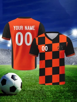 Custom Football Team Shirt with Logo Name Number Personalized Orange Black Soccer Jersey Soccer Training Top for Men Women Youth 1