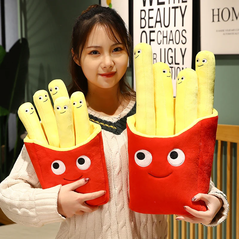 Emotional Support Smile French Fries Plush Stuffed Toy Plush Sofa Pillow Car Accessories Children's Pretend Play Accessories