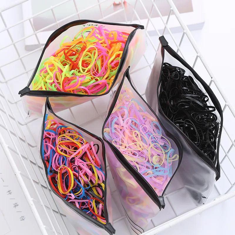 500 Pieces Women's Disposable Multi-color Elastic Hair Bag