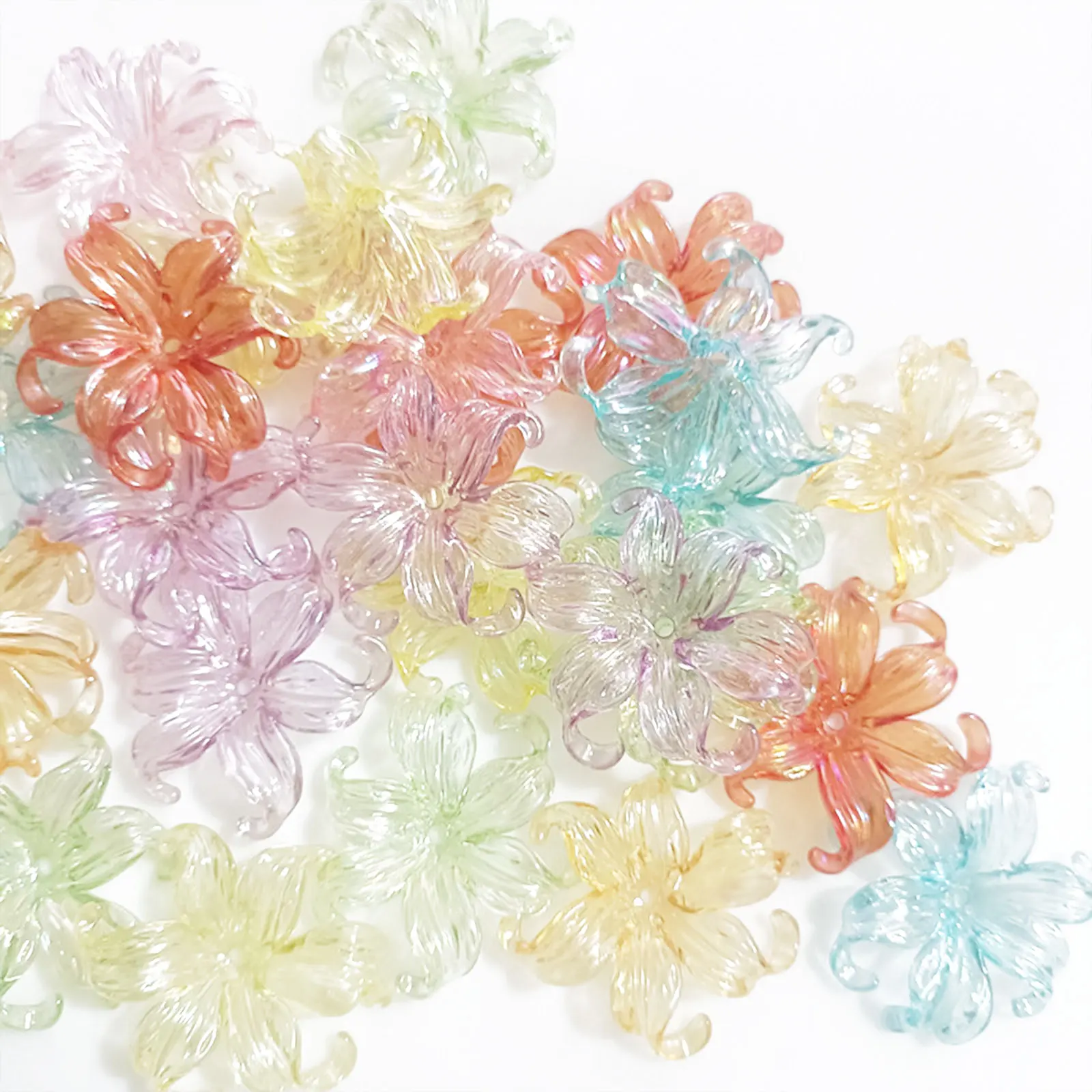50Pcs UV 아이리스 꽃 멋진 비즈 쥬얼리 만들기 DIY 장식 페르시 펜 매력 수제 장식품 독특한 헤어 액세서리