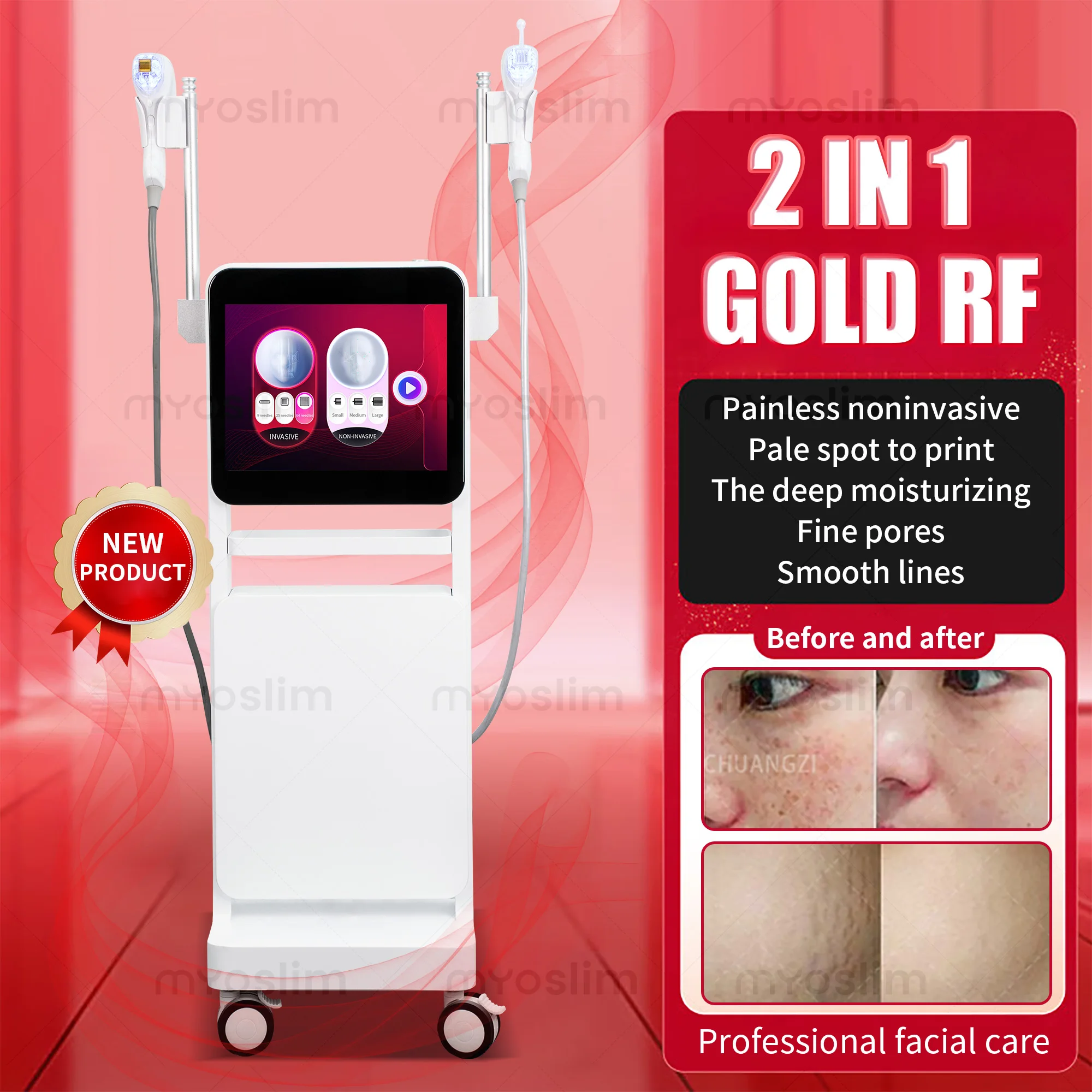Morpheus 8 RF máquina de microagujas fraccionadas piel Facial microagujas Nano Pin cartucho acné Pit reparación Facial belleza MYOslim