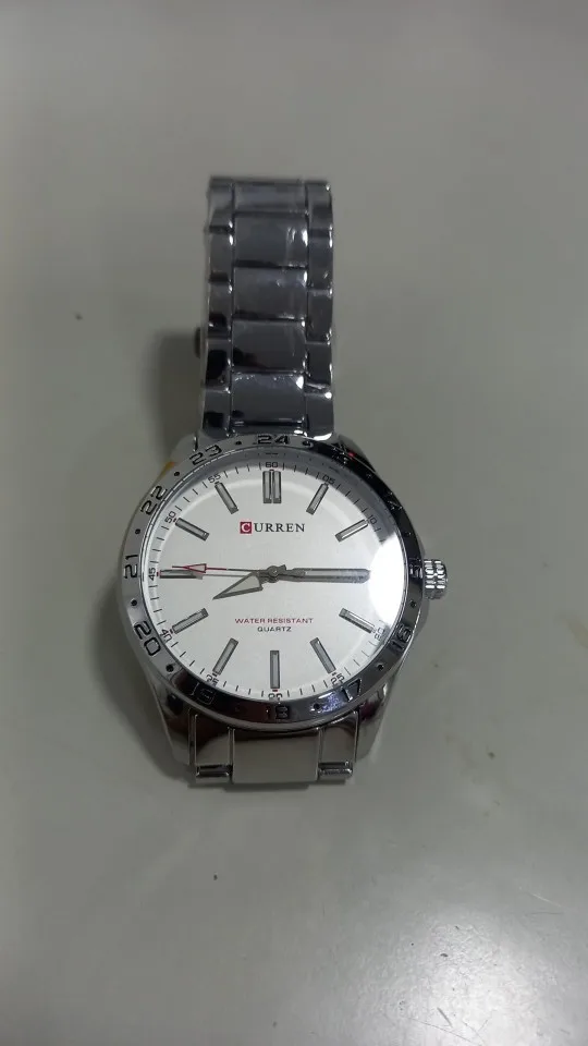 Curren 8452 relógio de quartzo masculino simples moda lazer relógio de negócios preto prateado pulseira de aço inoxidável relógio de pulso para masculino photo review