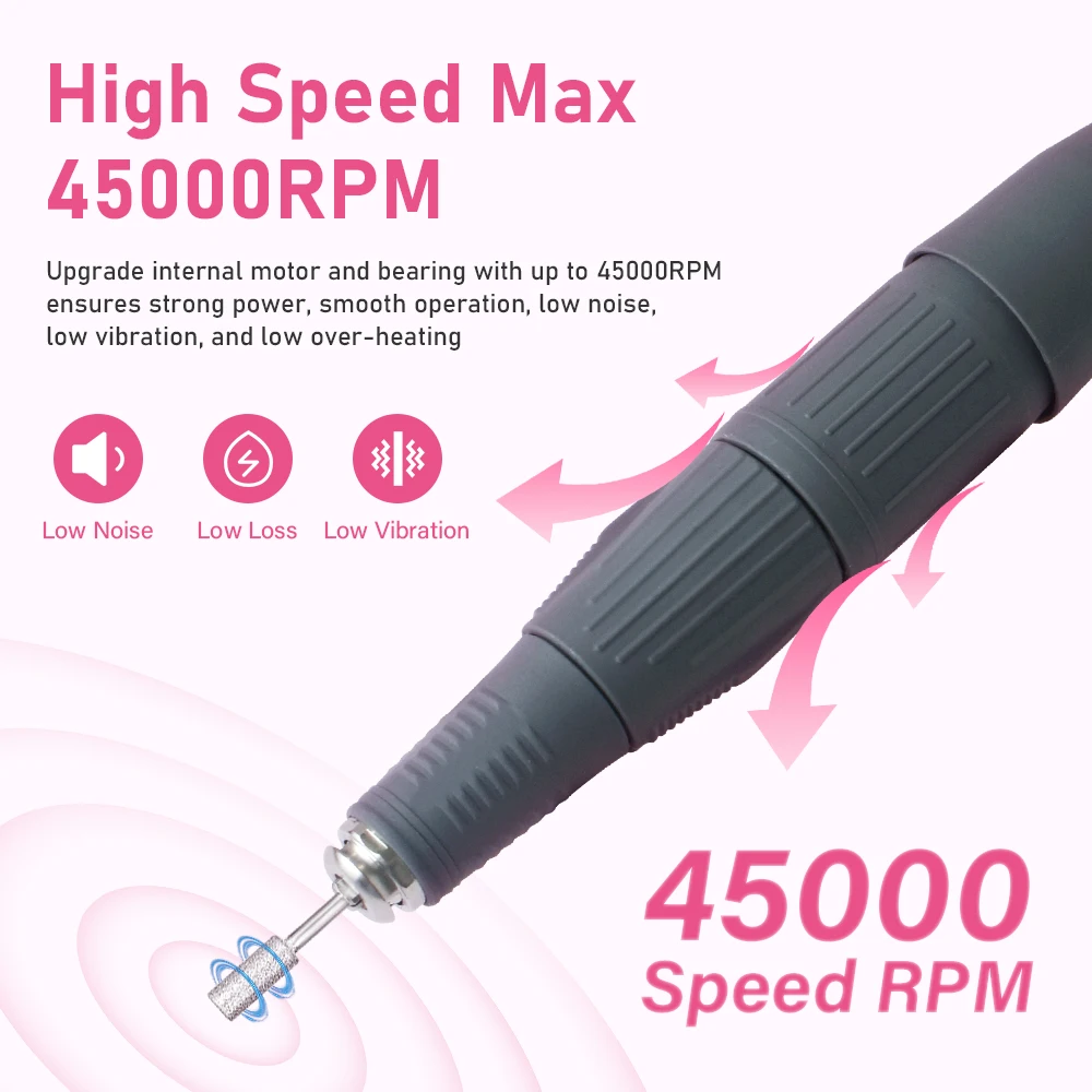 Professional Nail Drill 65W 45000 RPM Machine Cutters Manicure Electric Nail Drill Milling Manicure Machine Polish Nail File 3