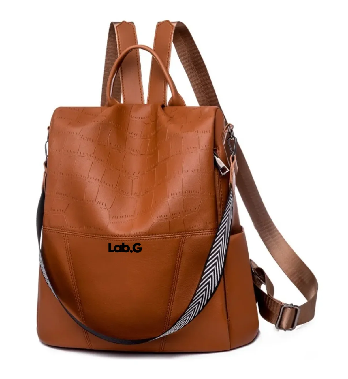 Bolsa Mochila Moda Mujer Tipo Piel Lab.G Super Calidad Antirrobo Negro