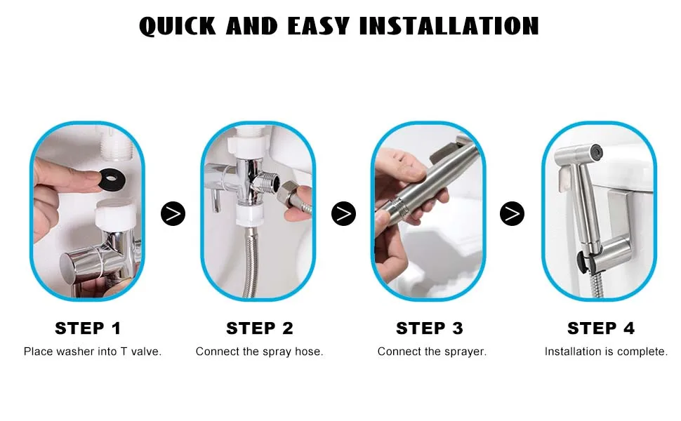 Description Picture 4 of itemToilet Spray Gun Set Handheld Toilet Faucet Sprayer 304 Stainless Steel Cleaning Feminine Cleaning Bidets Bathroom Shower Head