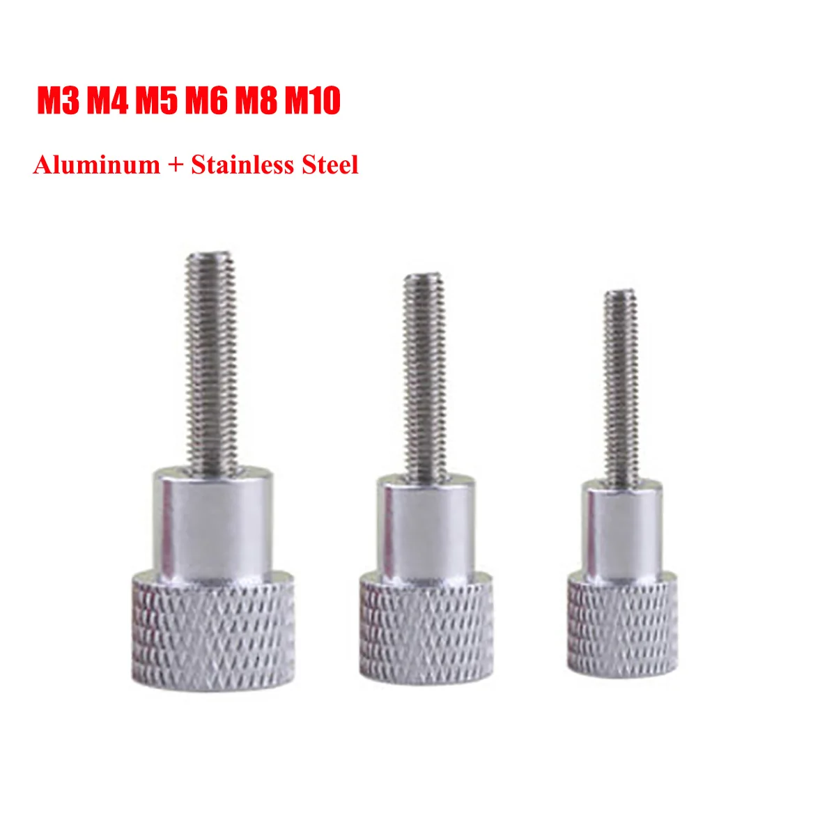 

1/5pcs Aluminium Alloy + Stainless Steel Knurled Thumb Screw White Handle M3 M4 M5 M6 M8 M10 Hand Grip Knob Bolts