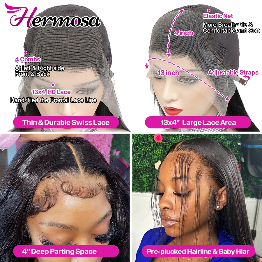 13x4 13x6 HD Transparent Human Hair Lace Frontal Wig Brazilian Straight Wig For Women