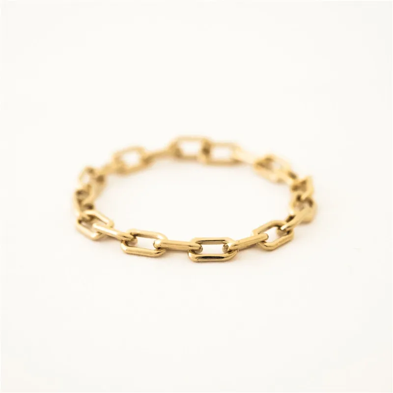14K Gold Filled Paperclip Chain Ring Knuckle Ring Minimalism Gold - Main Image