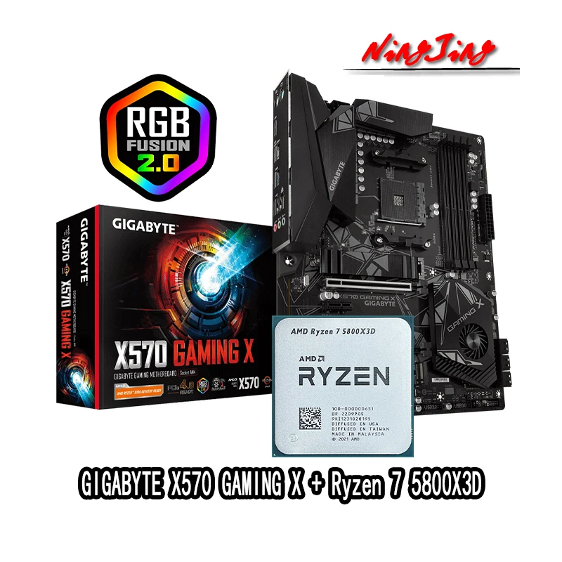 AMD Ryzen 7 5800X3D R7 5800X3D CPU+Gigabyte X570 GAMING X Motherboard Suit Socket AM4 All new