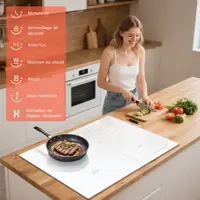 Индукционная табличка 4 Feux Blanc avec Prise, Cooksir Plaque de Cuisson Induction Encastrable, 60 см, 3500 Вт, мини-изображение, 230 В — изображение 5