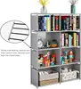5-Tier Closet Storage Organizer with Fabric Cloth Back, Double Row Modular Cubes Bookshelf, Ideal for Living Room, Study Room 6
