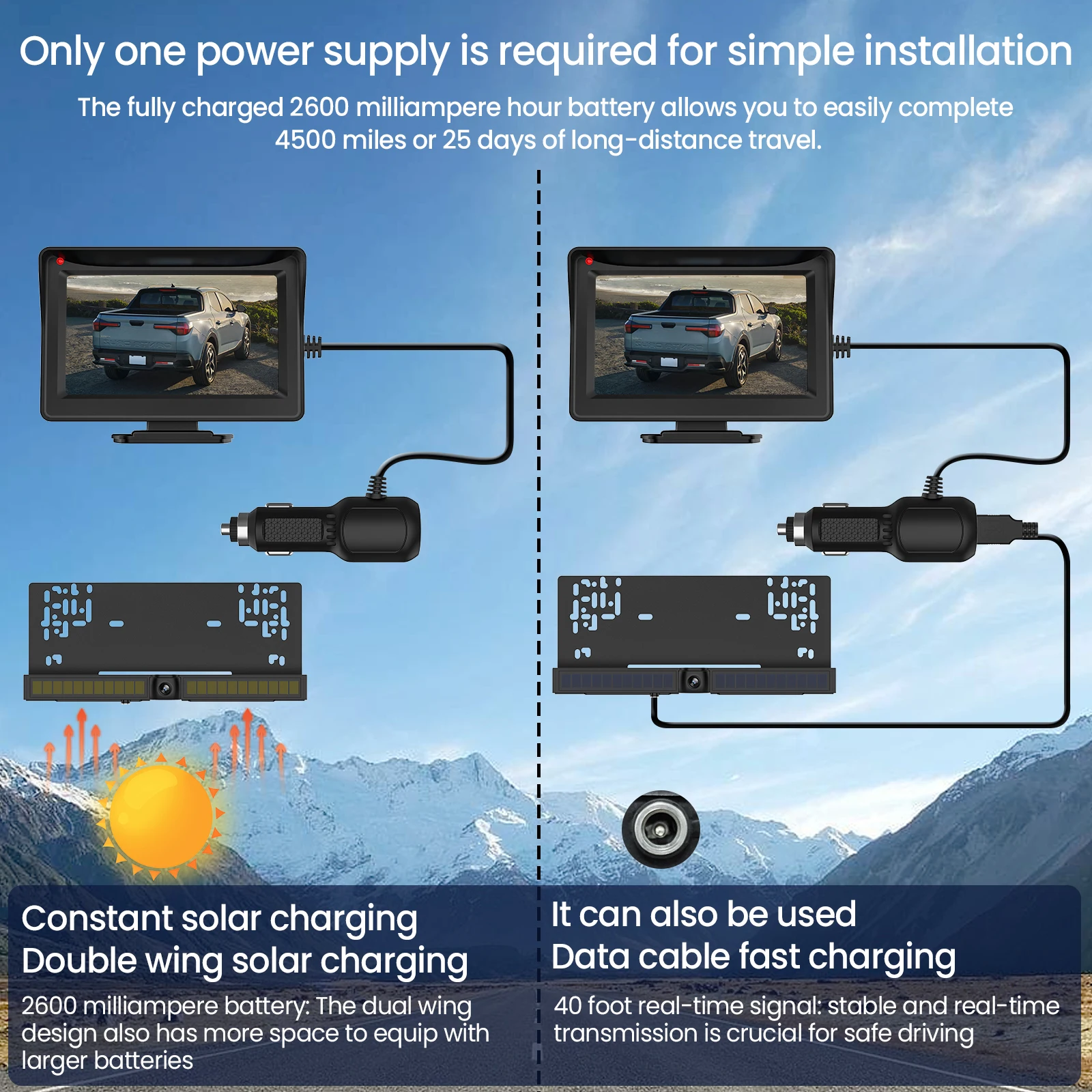 Close view of solar panel wings on backup camera