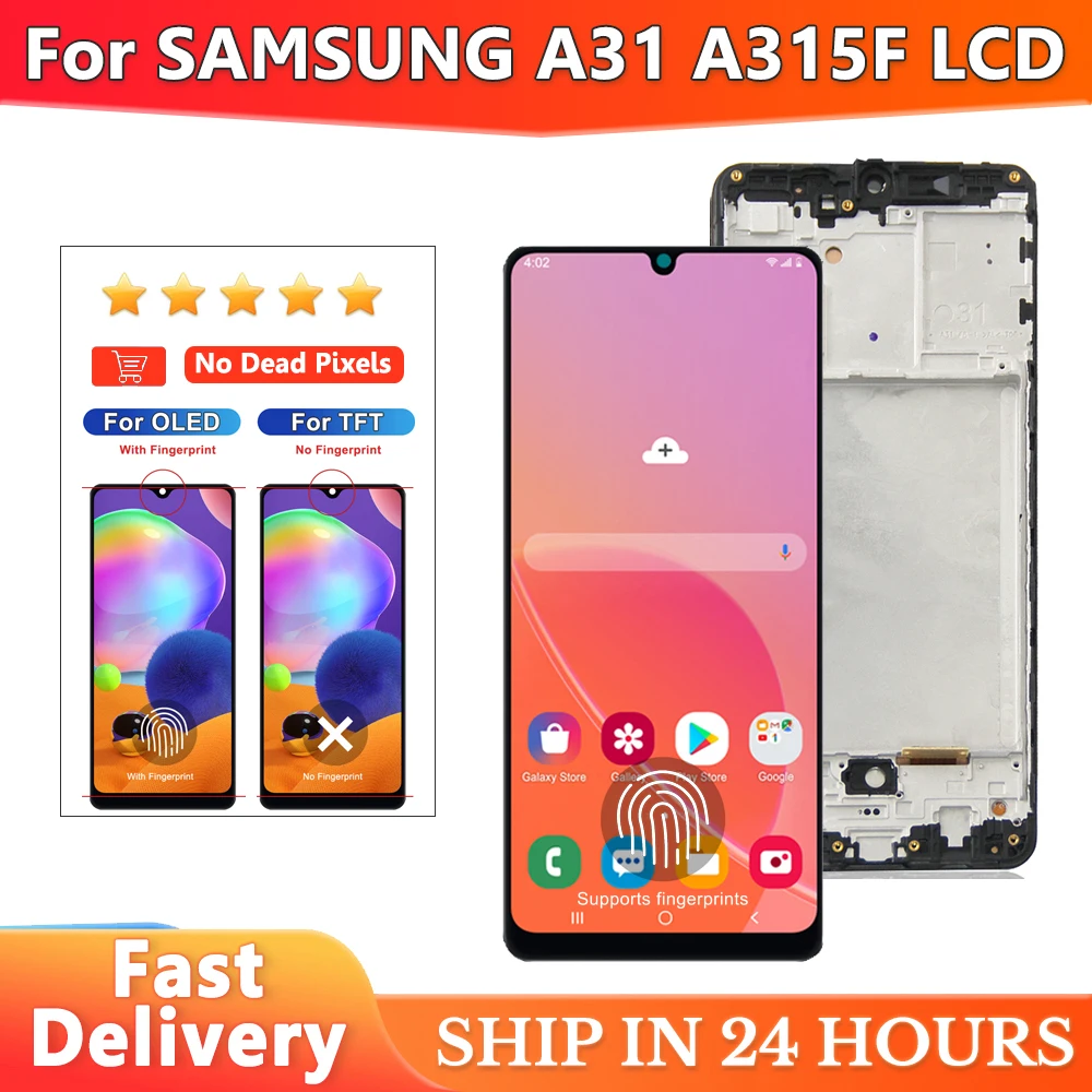 AMOLED для SAMSUNG A31 A315 ЖК-дисплей с сенсорным экраном дигитайзер в сборе для Samsung SM-A315F A315F/DS A315