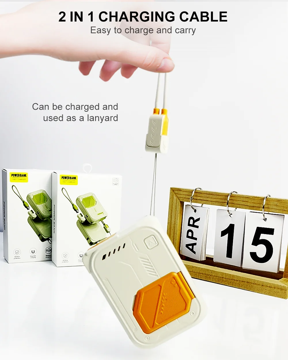 HT-38 3 in 1 energy storage charger portable wireless power bank 22.5w with stand 10,000mah waterproof & sturdy design 6