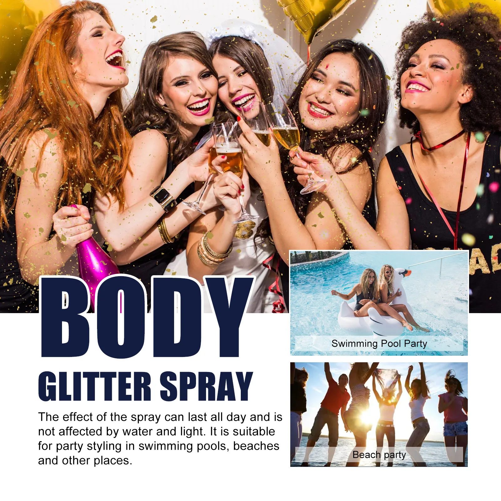 Highlighter Powder Spray High Gloss Glitter Powder Long Lasting Brighten Waterproof Sparkle Shimmer Party Shiny Glitter Spray 5
