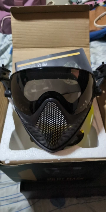 Tactical Face Mask Anti-Fog Goggle Paintball Airsoft Cs Shooting Steel Mesh Breathable Protective Head Helmet Masks Hunting Gear photo review