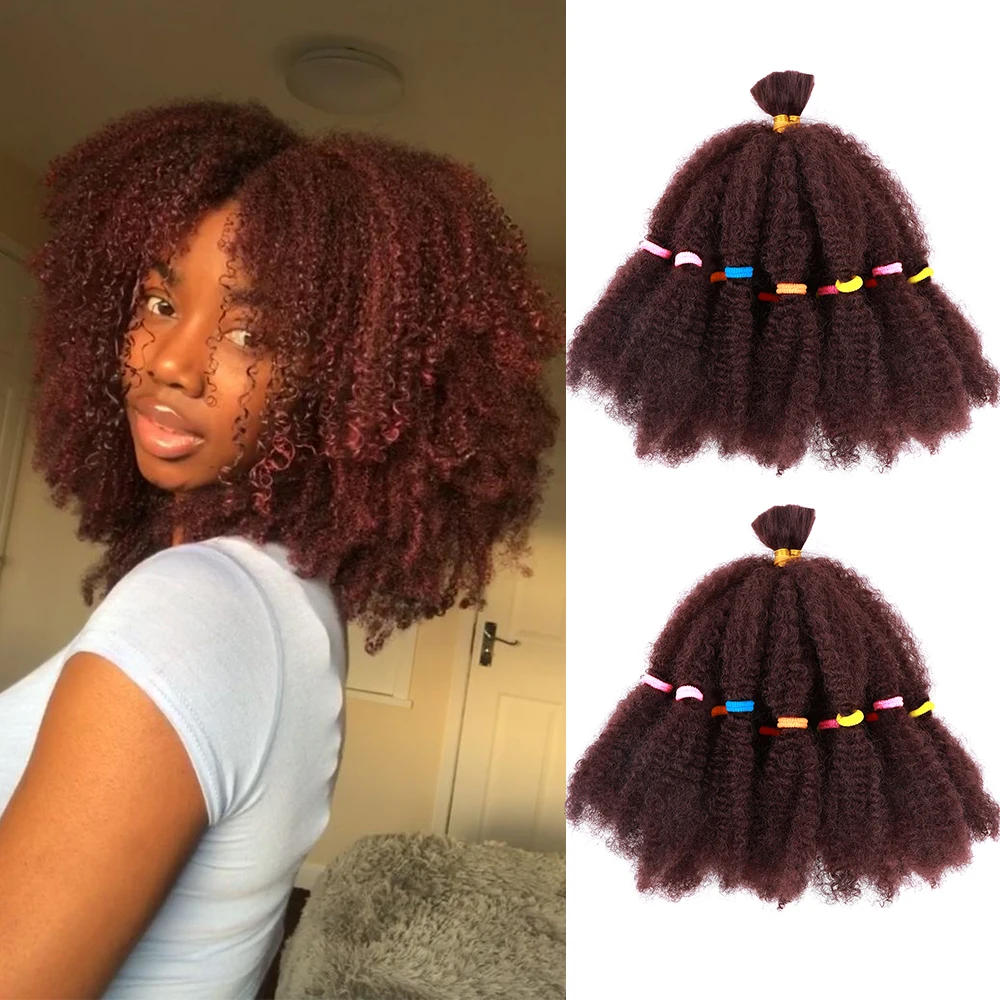 Trecce Soffici Afro Crespi Bulk Afro Curly Twist Capelli Sintetici Corti 12 "Crochet Natural Black Ombre Intrecciare Le Estensioni Per Le Donne