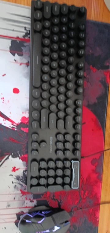 EWEADN GX330 Typewriter Gaming Keyboard, 104 Keys Wired Retro Punk Round Keycaps, with RGB Backlit, for Windows Laptop PC black photo review