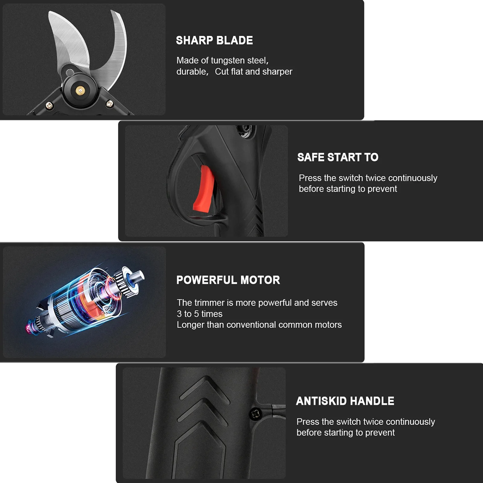 Pruner placed in packaging box with components