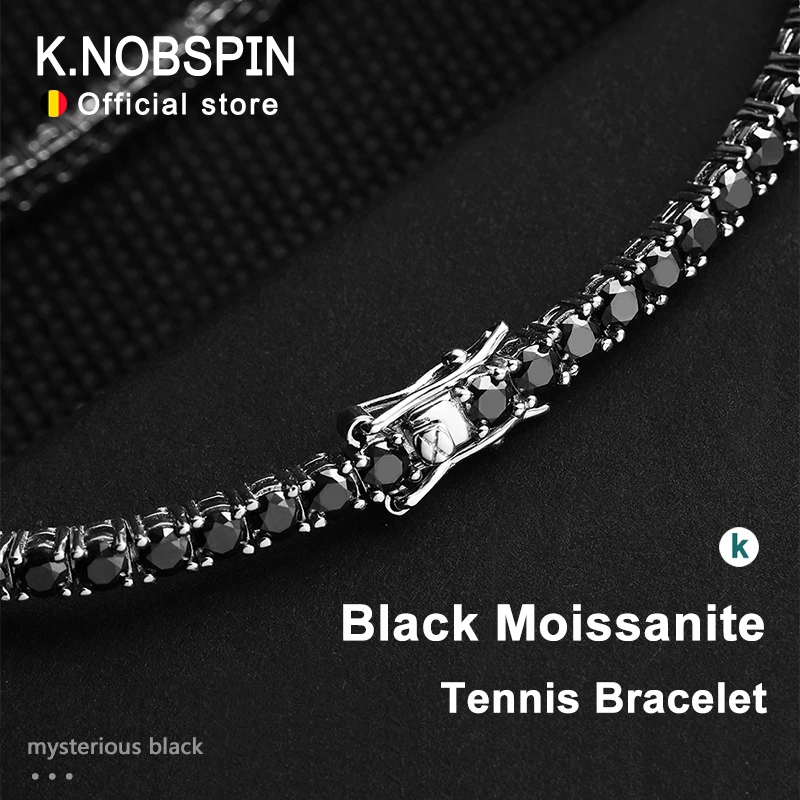 Tennis Black Bracelet 925 Sterling Silver | Tennis 18k Moissanite