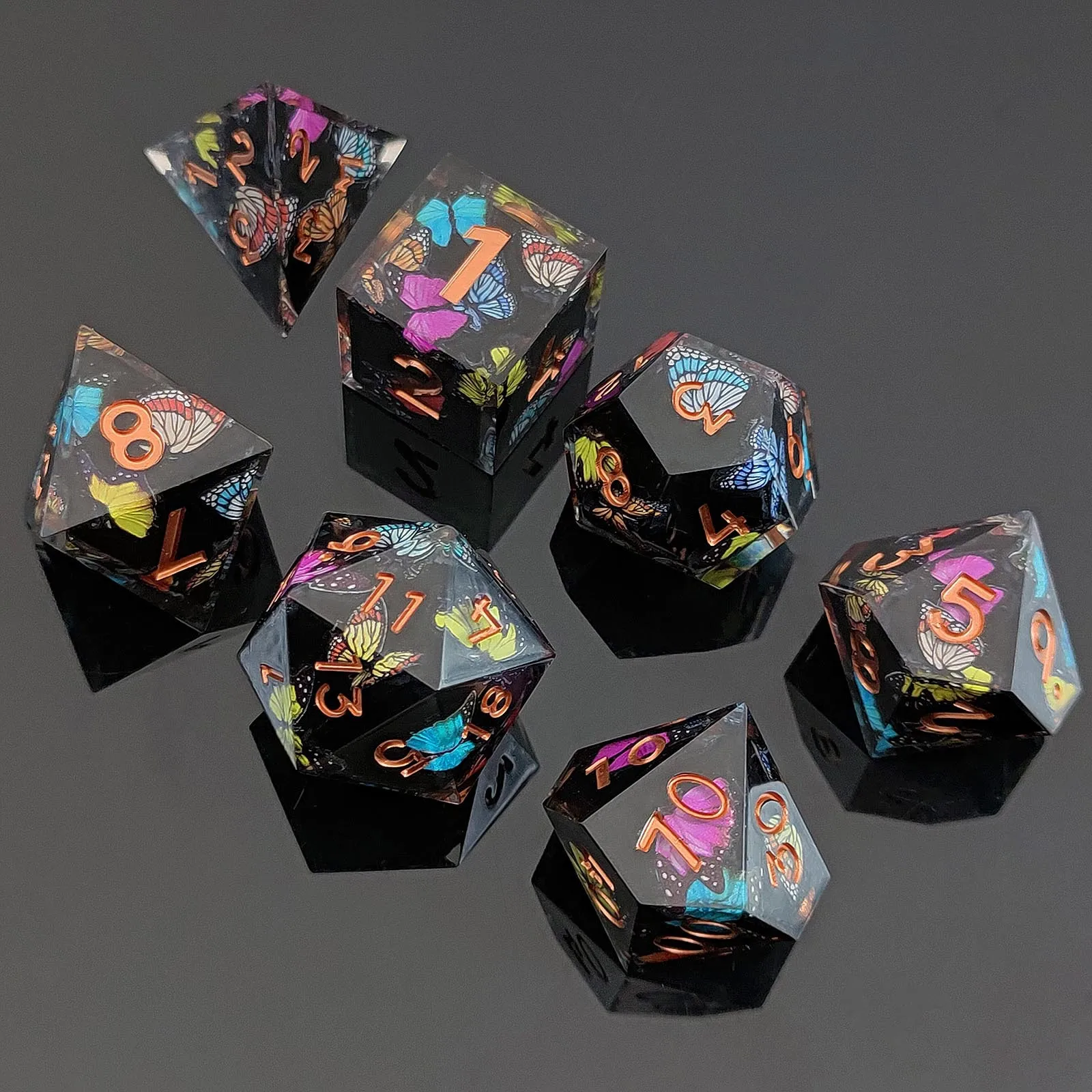 DND Flower Dice Resin Dice set RPG Resin polyhedral Dnd set for DND Game player dice collector D&D dice 7PCS