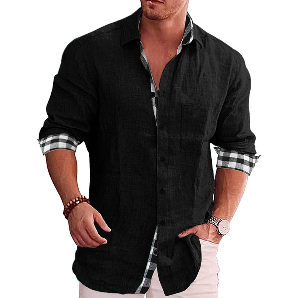 

Polo Shirt for Men Fake Two Tees Solid Color Fashion Long Sleeve Blouse Casual Business T -shirt Work Clothing Summer 2023