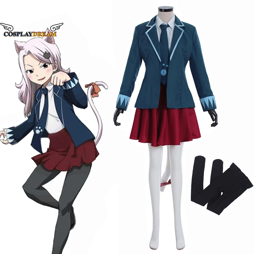 

Anime Fairy Tail Carla Cosplay Costume Uniform Dress Human Carla School Uniform Clothes Women Girls Halloween Party Costume