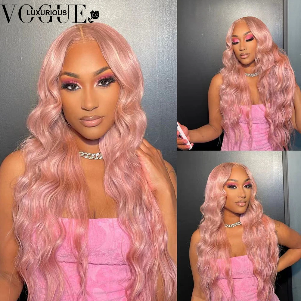 

Pink Colored Brazilian Virgin Human Hair Wigs for Women 13x4 HD Lace Frontal Glueless Wig Body Wave Lace Front Wig Cosplay Wig