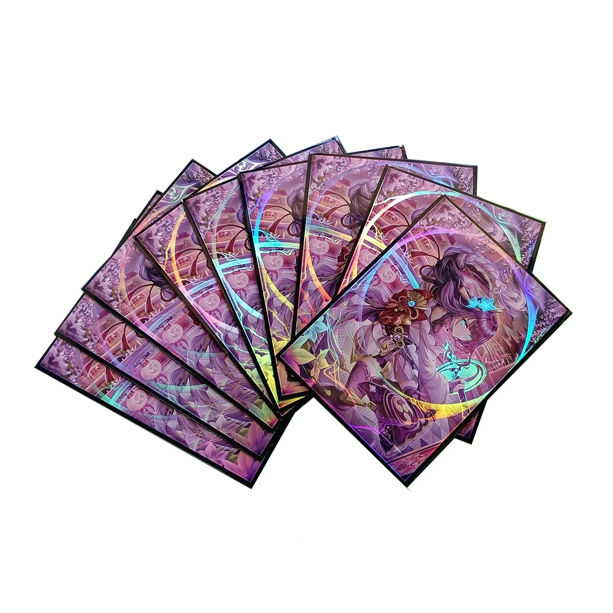 120PCS 67x92mm Trading Cards Protector Holographic Animation Card Sleeves Shield Laser Cute Card Deck Cover Standard Size super large card case deck box mtg pokemon yugioh tcg binders 1010 for pokemon cads playing cards card sleeves card games