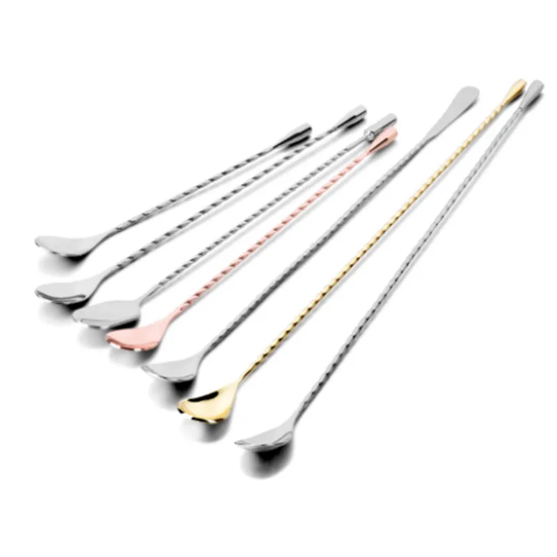 30/40cm Stainless Steel Cocktail Bar Spiral Pattern Drink Shaker Muddler Stirrer Twisted Mixing Spoon Kitchen Tool cocktail spoon,cocktail stirrers
