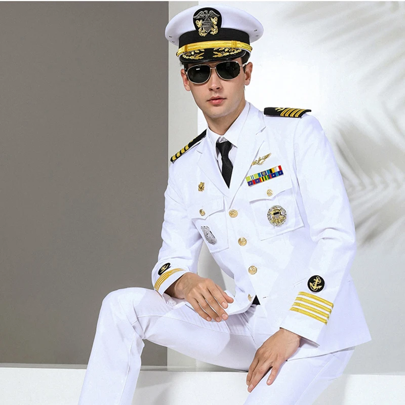 Super Quality Navy Military Uniform Yacht Captain Pilot Suit Jackets