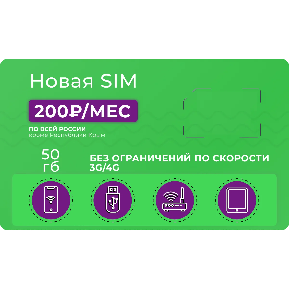 SIM card, rate for modem 50 GB traffic for 200 USD/Mo throughout the RF