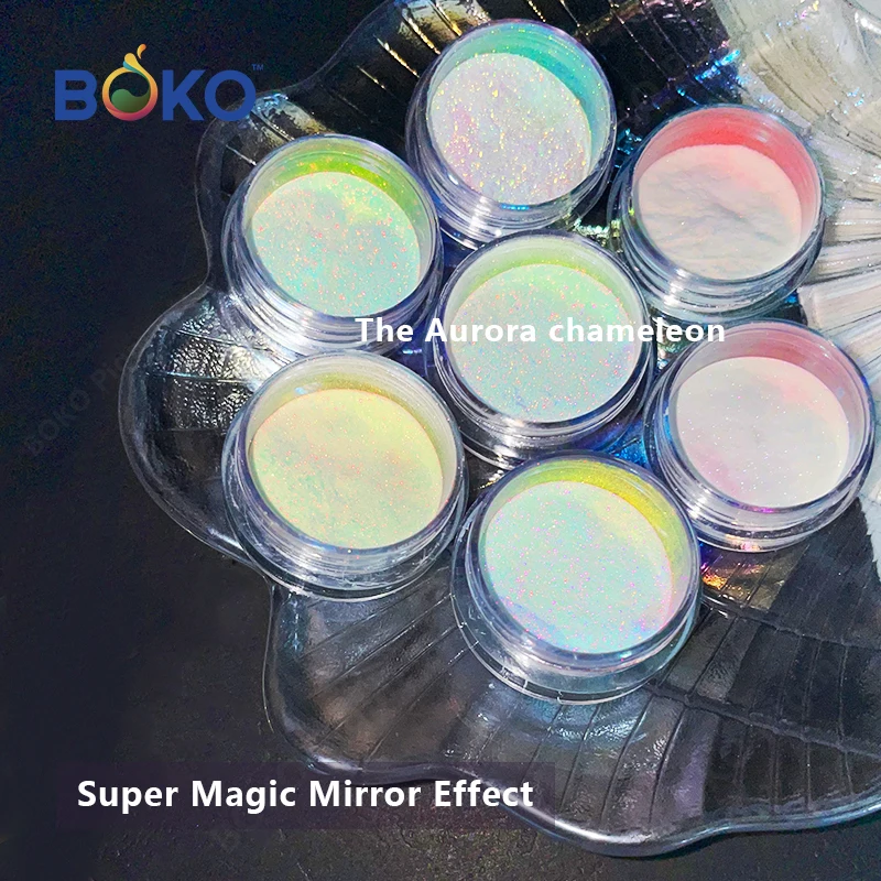 BOKO 0.3g Nail Aurora Powder Fairy Fine Mirror Effect Chrome Rubbing Dust Pigment DIY Manicure Decor