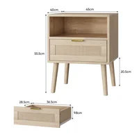 Прикроватная тумбочка Vine Богемная прикроватная тумбочка с открытой полкой, современная прикроватная тумбочка средневековья с золотой ручкой — изображение 5