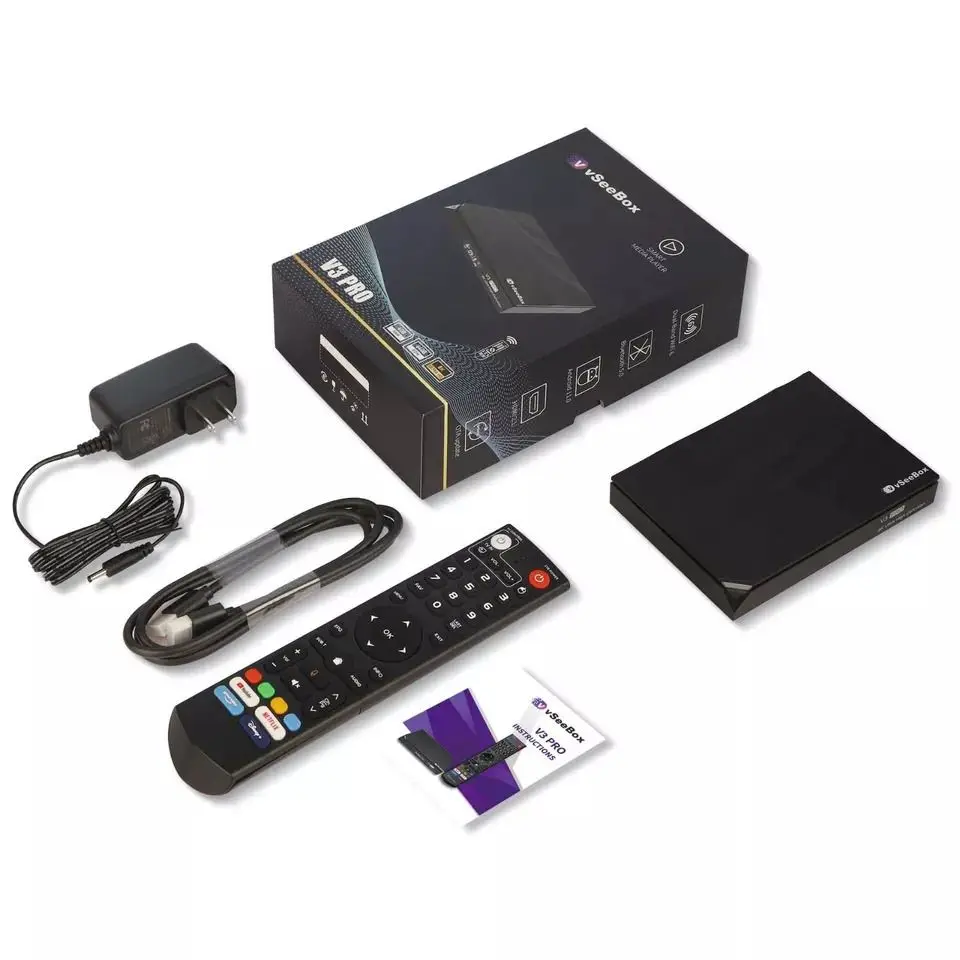 

2024 Hot Selling vSeeBox V3 Pro Bundle 8K HDMI, 64GB CardDrive, WiFi Extender, Keyboard