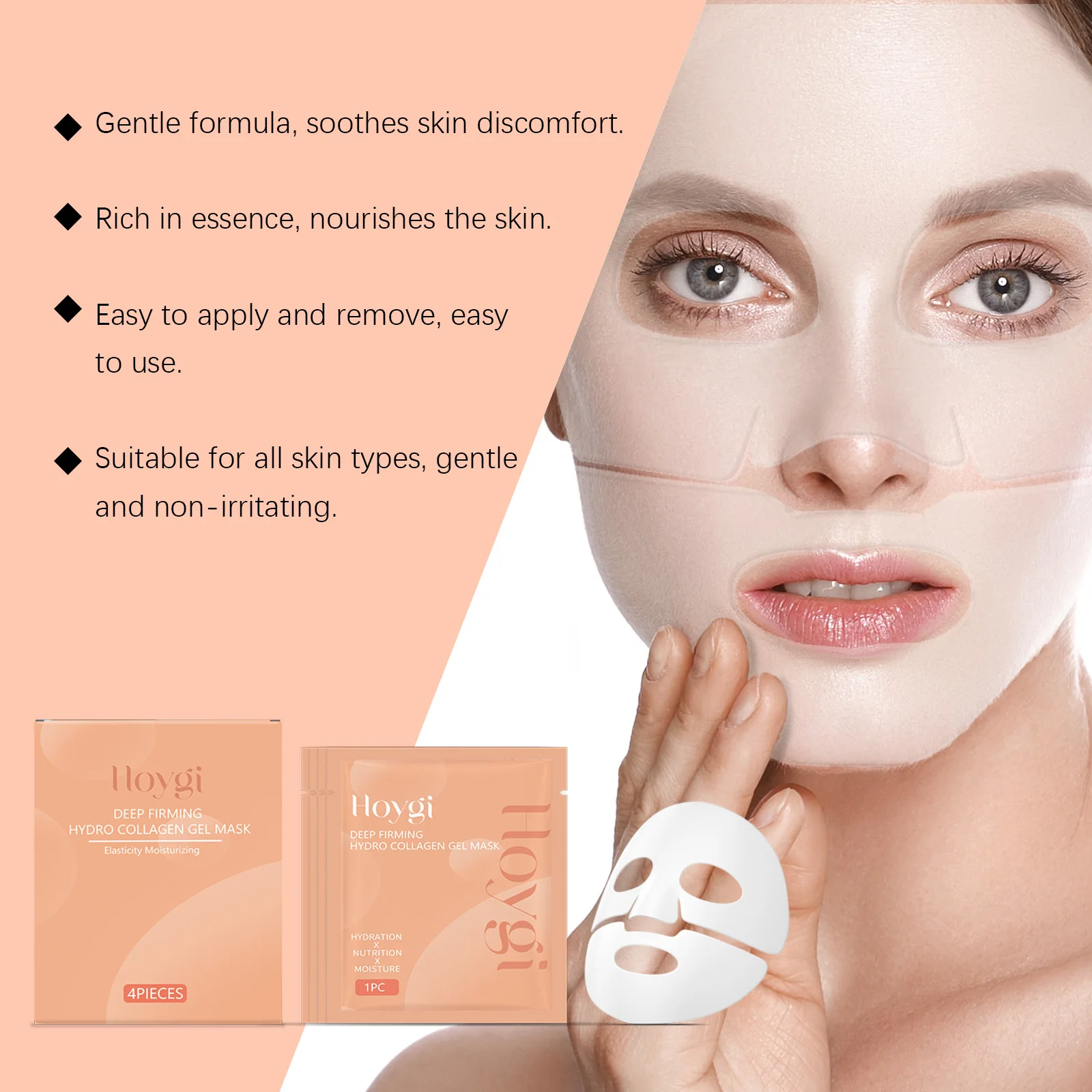 Hoygi Collagen Face Mask Lasting Hydrating Enhance Skin Elasticity Improve Smoothness Reduce Redness Soothing Face Care Mask