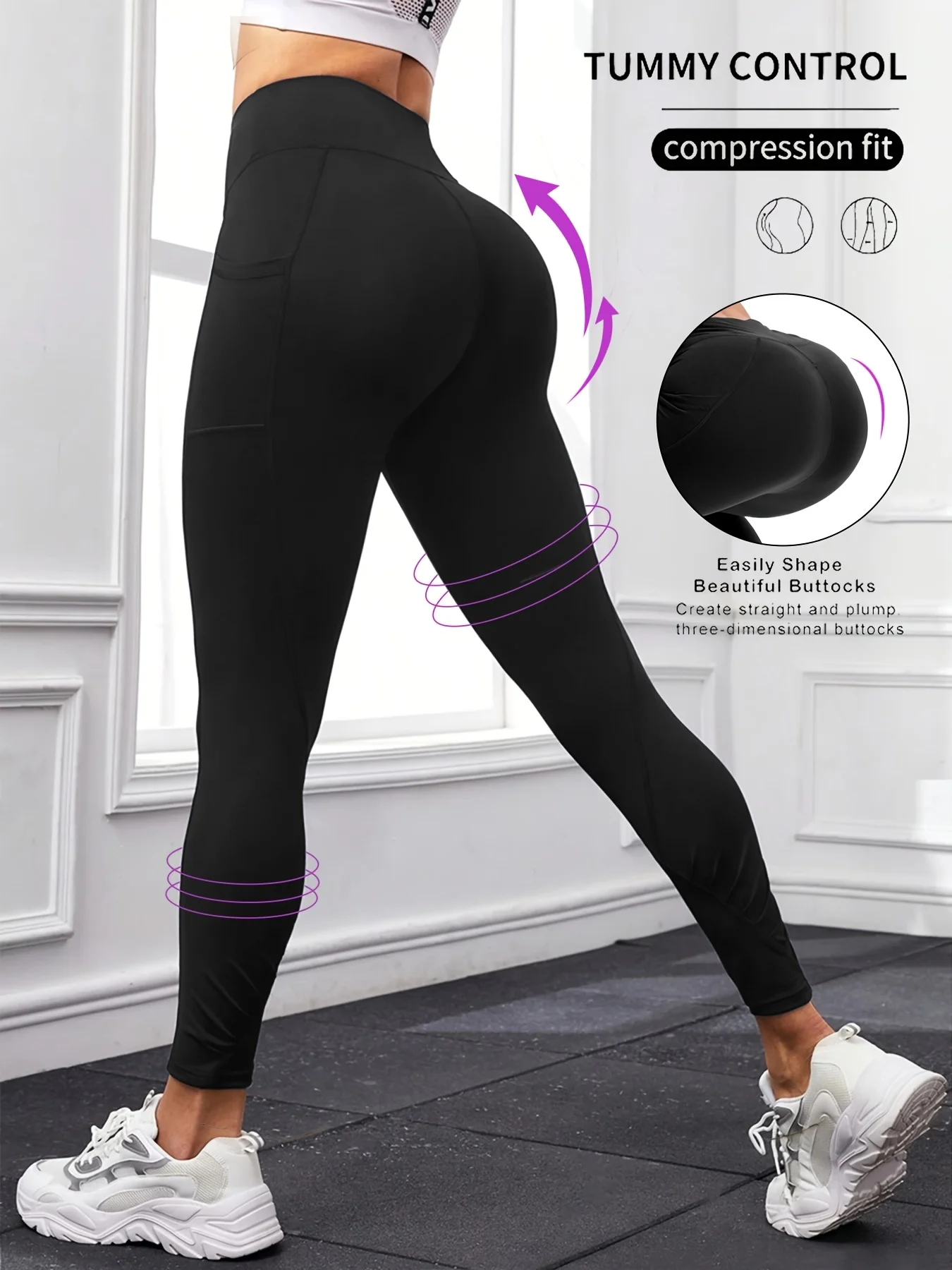 Cozy & Flexible! Women's Black Plus Size High-Waist Yoga Leggings | Perfect For Gym Running Daily Workout 1
