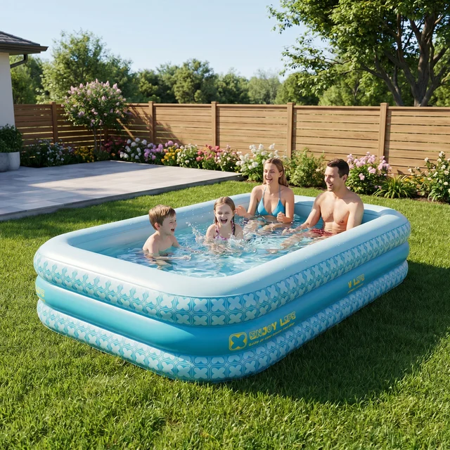 Piscine gonflable familiale en promotion, piscine hors sol pour jardin, piscine pour adultes facile à installer et personnalisable 1