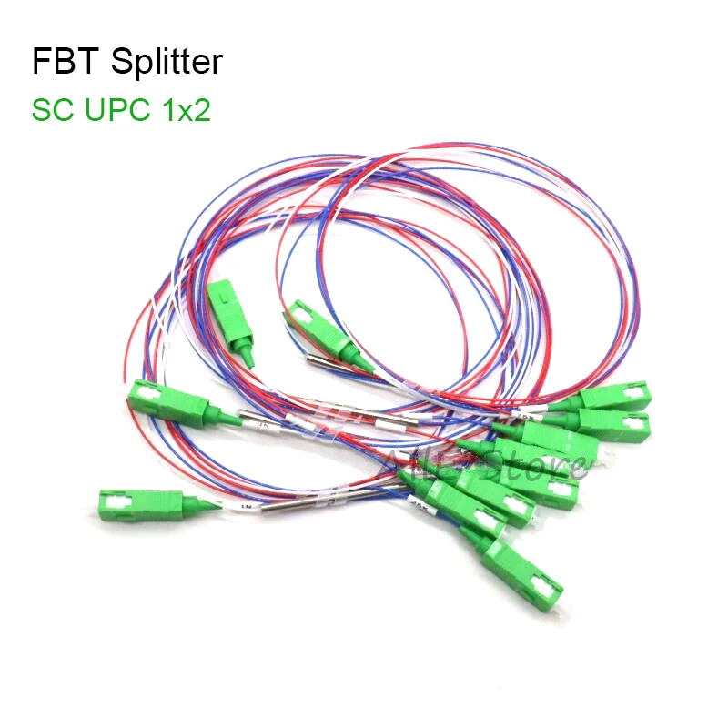 10Pcs Fbt Splitter 1X2 10/90 20/80 30/70 40/60 50/50 0.9Mm Accoppiatore Sbilanciato Splitter Plc In Fibra Ottica Con Connettore Sc Apc