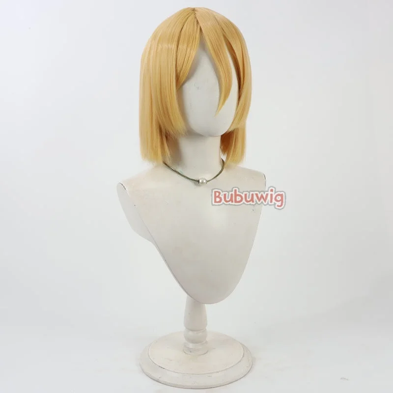 Bubuwig 합성 머리카락 Ryusui Nanami 코스프레 가발 Dr. Stone Ryusui Nanami 30cm 짧은 스트레이트 금발 보보 가발 내열성
