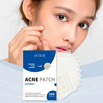 Ouhoe 240pcs Invisible Acne Patches Face Spot Scar Care Pimple Remover Waterproof Acne Healing Concealer Covering Face Stickers 1