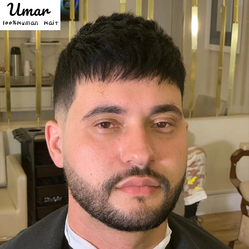 Pu Toupee 남성 모발 보형물 시스템 포함 파인 모노, 100% 인모 유닛, 남성 가발, 브라질 무료 배송