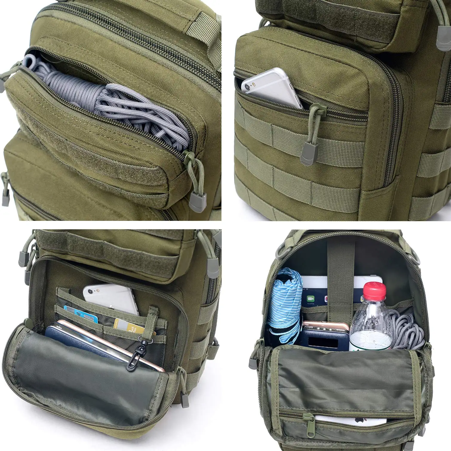 Polyester Tactical Sling Backpack for Men Trekking and Camping