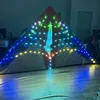 Big LED night delta kite 3SQ. M  Ray tear resistant nylon  and carbon fiber kite frame angle kite with lights with tubing tails 5