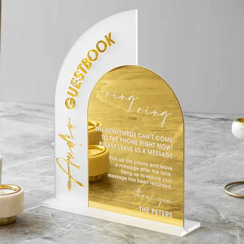 Audio Guestbook Sign Wedding Guestbook Sign Telephone Guest Book Wedding Reception Signage Gold Mirror