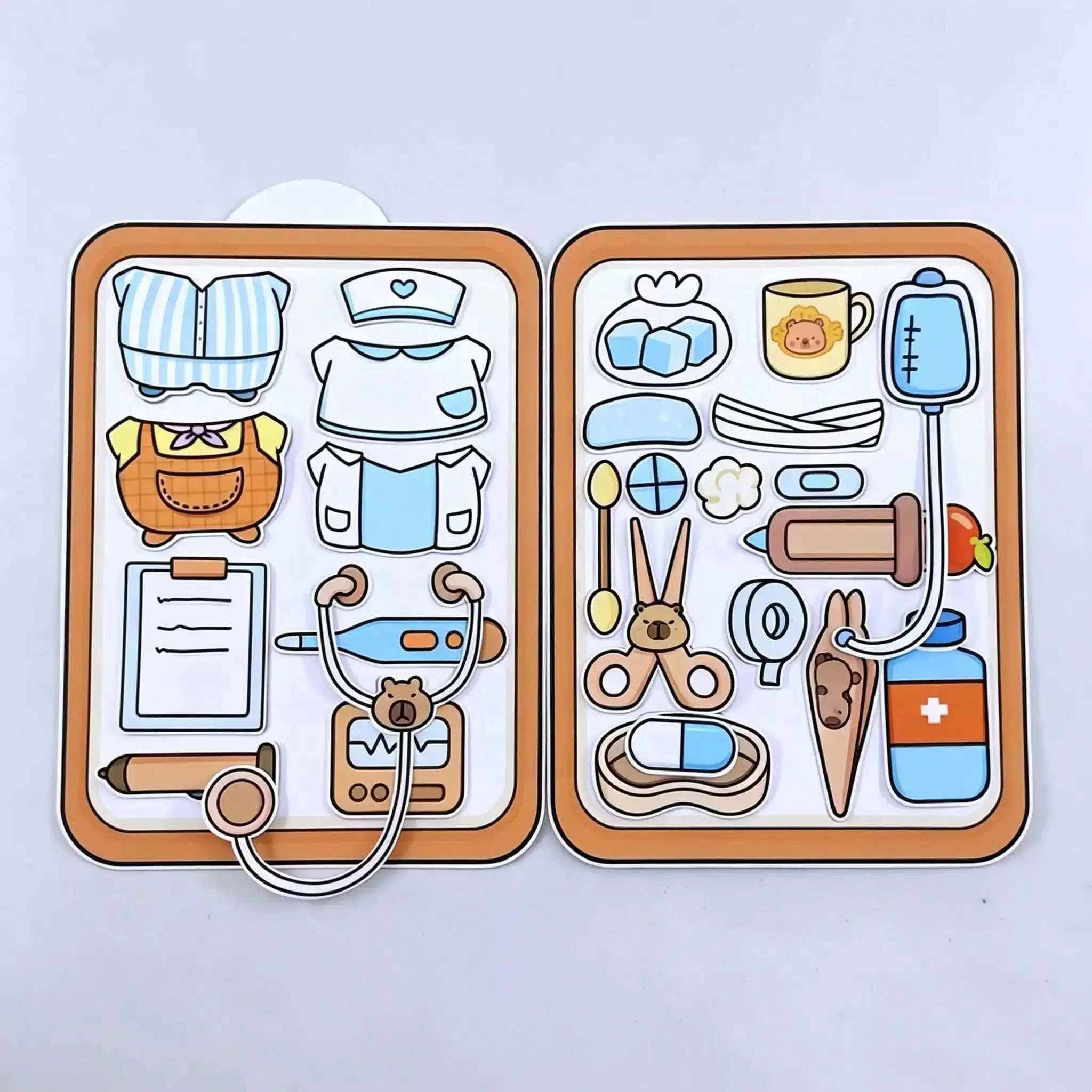 Capybara Doctor Interactive Quiet Book DIY Kit - Handmade Educational Toy for Focus and Creative Play