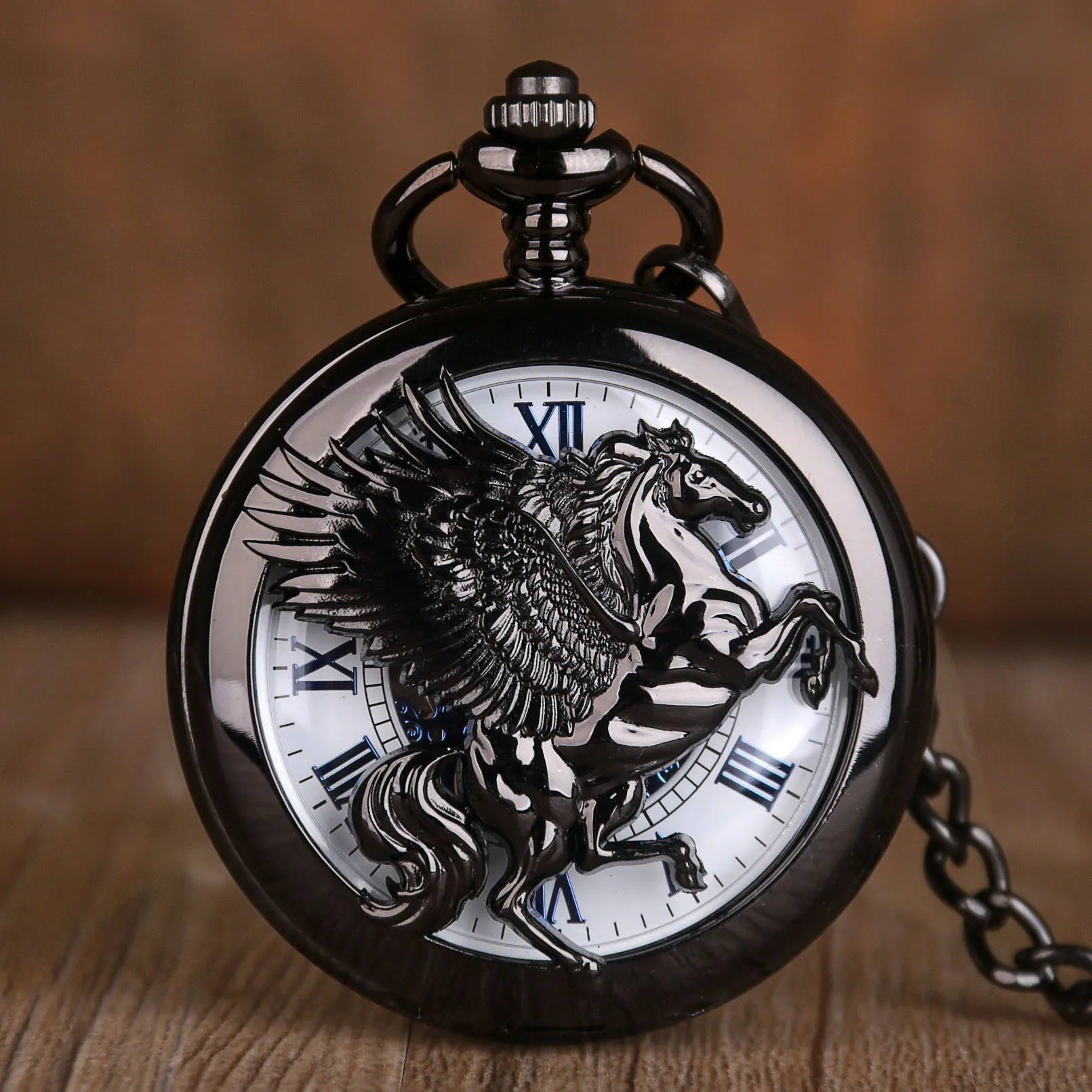 

Vintage Retro Hollow Speeding Horse Mechanical Pocket Watch Ladies Men's Steampunk Antique Necklace Pendant Chain Birthday Gift