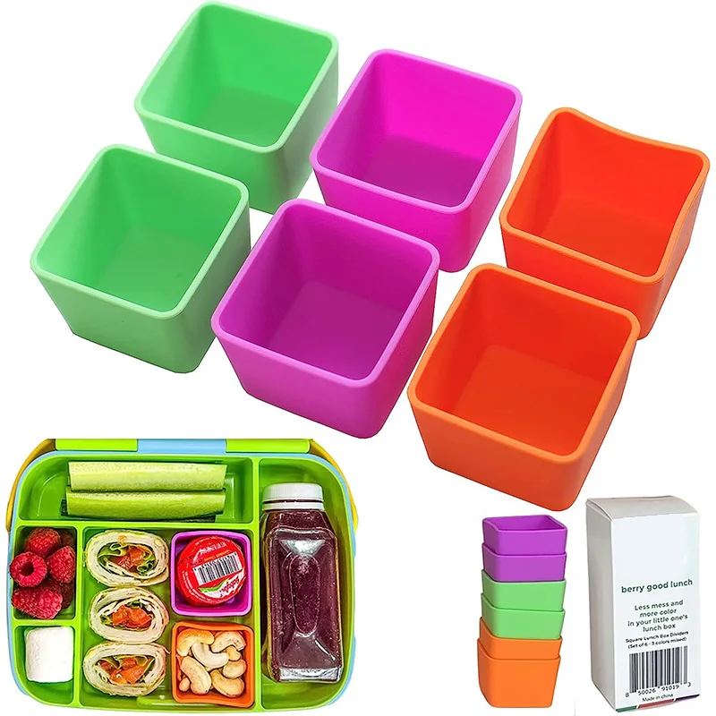 Silicone Lunch Box Microwaveable Household Square Salad Dressing Compartment Artifact Lunch Box for Kids