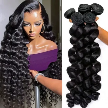 30 40 Inch Loose Wave Bundles 3 4 5Pcs Raw Virgin Unprocessed Human Hair Brazilian Loose Deep Wave Human Hair Bundles Extensions 1