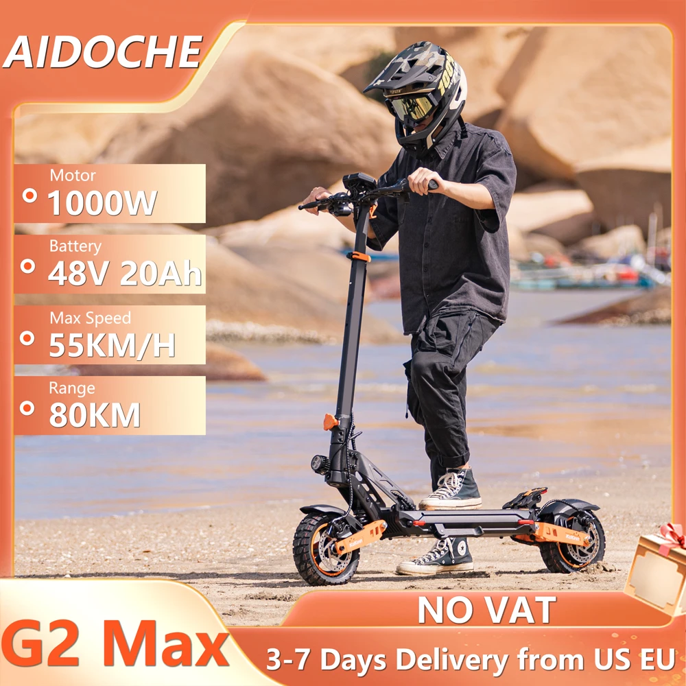 G2 Max 1000W Electric Scooter 48V 20AH 55km/h Speed 80km Range 10'' Off